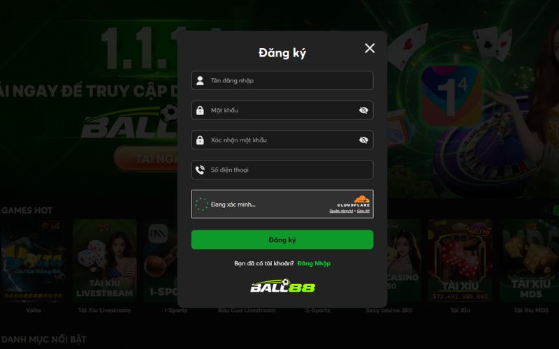 Các bước đăng ký Ball88 đơn giản